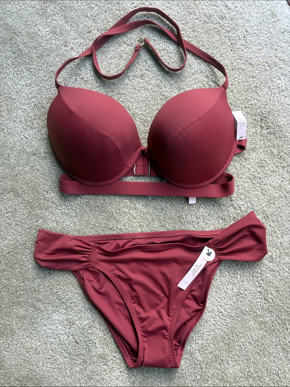 Victoria's Secret Archives Banded Push-Up Bikini Top & Bottom, 36DD, XL, NWT